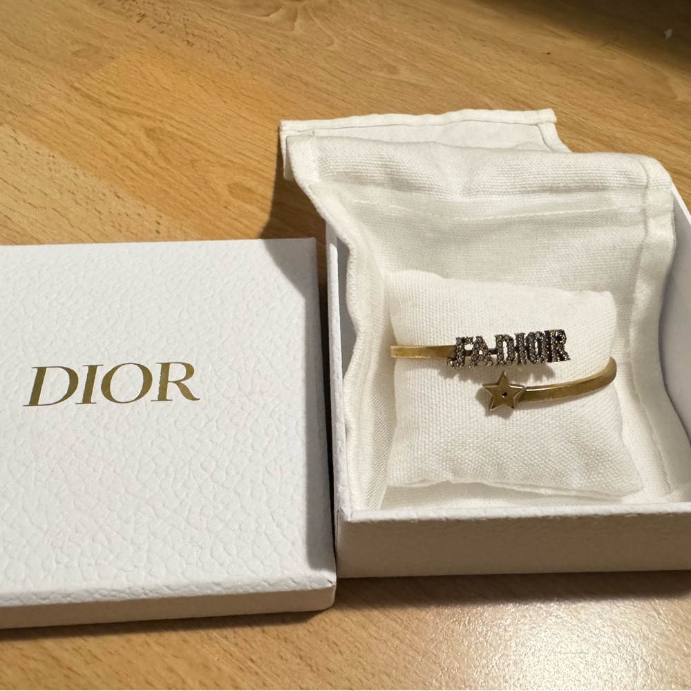 Dior Antique Gold Crystal Bracelet with Star and Logo